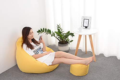 Bean Bag Chair Computer Chair Beanless Bag Recliner Washable Memory Foam Bag Plush Ultra Soft Stuffed Animal Storage Cover Footstool Seat Lounge Chair(Beanbag Cover Only)(Yellow, 43×40In) #TOP2