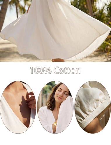Image of Celmia Autumn Solid Loose Long Maxi Dress Cotton Caftan