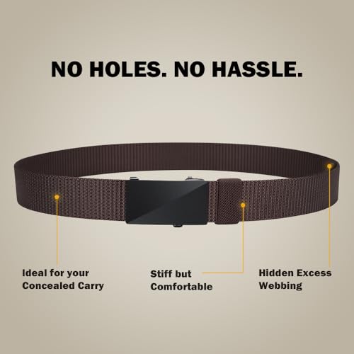 VANNANBA Mens Nylon Ratchet Belts with Automatic Slide Buckle,Mens Durable Invisible Elastic Belts for Golf Jeans Casual Hiking — view 4