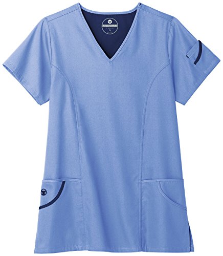 F3 Fundamentals By White Swan Women's Favorite Fit Scrub Top Xxxx-Large Ceil Blue