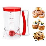 LIUKUANGDA Manueller Teigspender Teigspender für Pfannkuchen Kuchen Teigportionierer Kuchen Teigspender Waffeln Teigspender Teigportionierer Pfannkuchen Manuell Teigdosierer(Rot 900ml)