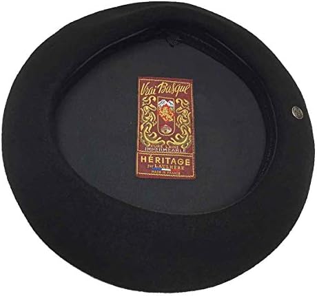 Laulhere VRAI Basque Authentique French Anglobasque Wool Beret,Black,60