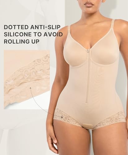 Image of SHAPELLX Faja Body Shaper for Women, Zipper Shapewear Bodysuit