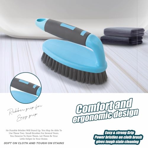 Image of Homeor Tile Scrubber Plastic Brush | Ideal for Bathroom, Kitchen, Sink and Floor Tile Cleaning Tool with Flexible Bristles and Sturdy Grip Handle, Pack of 1, Blue & Black