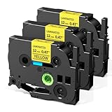 Oozmas TZe-631 12mm 0.47 Schriftband Kompatibel mit Brother P-Touch Bänder 12mm Gelb Laminated,...