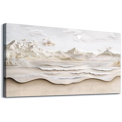 VXMXFTE Wall Decoration For Bedroom Natural Scenery Canvas Painting Wall Art For Living Room Dining Room Abstract Sea View With White Mountain Landscape Painting Artwork Offices Home Decor 24x48 In by VXMXFTE - Used condition - Image 2