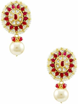 Chowki Kundan Pink Earrings with Pearl Drop