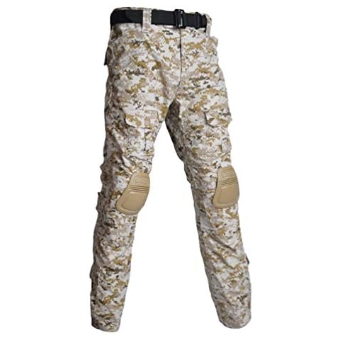 Ketamyy Mens Tactical Camo Pants with Knee Pads Outdoor Multi-Pocket Scratch Resistant Hunting Trekking Military Combat Camouflage Cargo Trousers Desert Digital 42W / 44L Cover