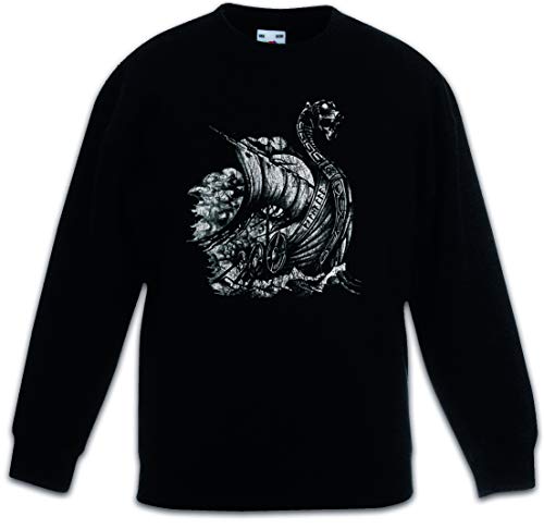 Sweat-shirt drakkar viking noir vêtement enfant chaud fille garçon sans irritation