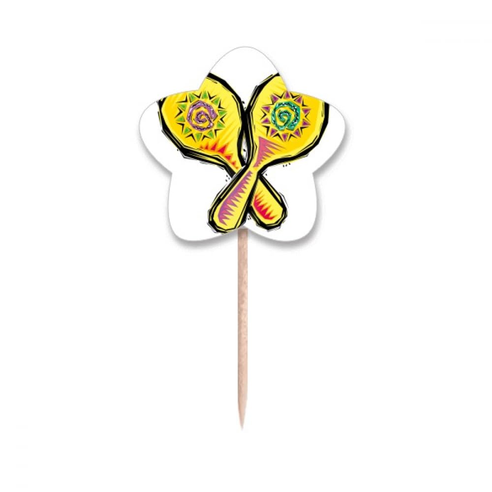 Cupcake Picks Mexique cure-dents drapeaux étoile jaune étiquette décoration gâteau et apéritif