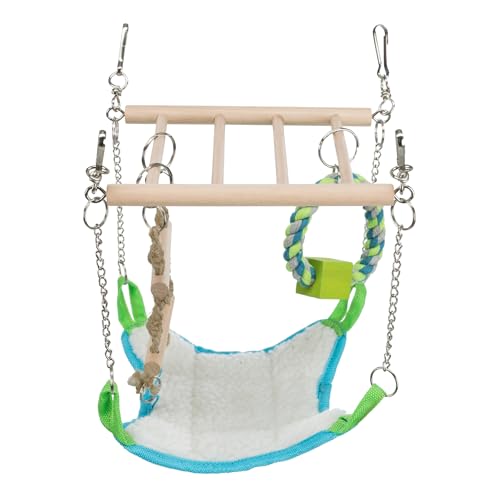 Image of Trixie Small Animal Suspension Bridge, Hanging Cage Accessory with Hammock and Climbing Toys - Ladder and Ring, Ideal for Rats, Ferrets, Guinea Pigs, Mice