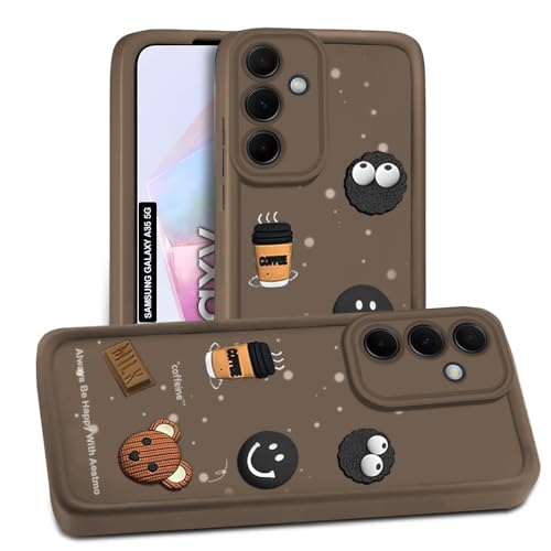 Image of AESTMO Back Case Cover for Samsung Galaxy A35 5G Back Cover | Cute Fun Cartoon 3D Ball | Coffee Silicone Case | Full Body Protection | Camera Protection Back Cover for Samsung Galaxy A35 5G (Brown)