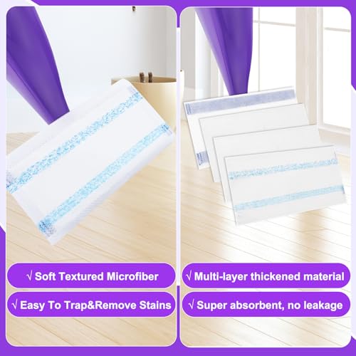 wlich Mop Pad Refills Compatible with Swiffer WetJet Mop and All 10\"-11\", 30 Count Disposable Multi Surface Mopping Pads Refills, Thickness and Absorbent Spray Mop Pads, Unscented