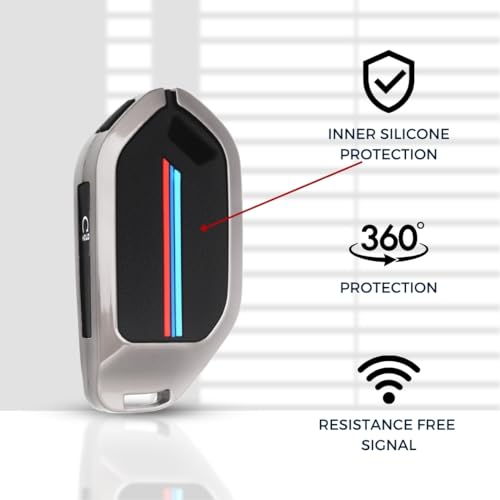 Image of KEYCEPT Metal Alloy Key Cover Compatible for Kia Syros, EV6, EV9 Seltos 2026 4 Button smart Key with Keychain (Short Keychain).