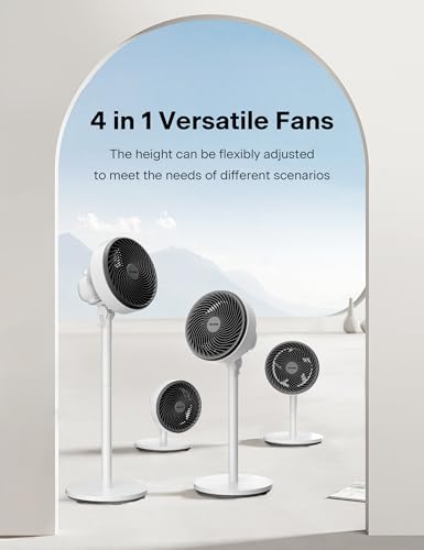 Image of PELONIS 7-Inch Pedestal Air Circulator, Oscillation Fan, 3 Speeds, Adjustable Height (Tabletop /Standing Fan), 75+90 Oscillation, 5-Blade Quiet Pedestal Fan for Bedroom, Office, Home