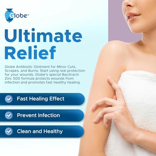 (4 Pack) Globe Bacitracin Zinc Ointment + Aloe 1oz, Antibiotic Ointment, Essential Antibiotic First Aid Supplies, Healing Action, Maximum Antibiotic Power, Prevents Infection in cuts, scrapes, Burns - Thumbnail 6