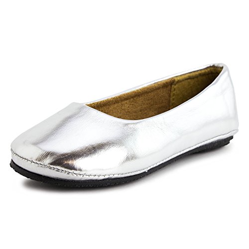 Kali Footwear Girl's Pala Jr. Round Toe Ballet Flat (Silver, 2)3