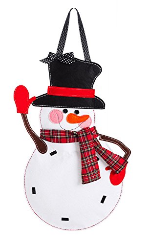 Evergreen Flag Snowman Monogram Outdoor Safe Felt Door Decor