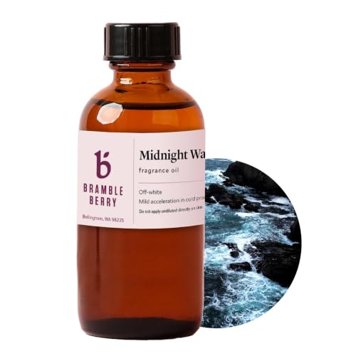 Image of Brambleberry Midnight Waters Fragrance Oil | Ocean for Soap, Scrub & Lotion | Oceanic fragrance oil for soap, scrub, lotion, and DIY gifts with bergamot, sea water, hyacinth, lilies, and patchouli.