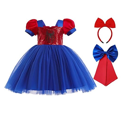 BILOPER Spider Tutu Dresses Princess Cosplay Costume Sweet Puff Sleeve Halloween Party Dress for Toddler Girls with Headband (80)