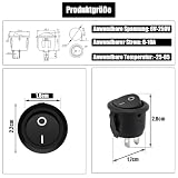 Powice 6 sztuk przełączników dźwigienkowych z drutem 12 V/10 A, okrągły, samozabezpieczający 2-biegunowy przełącznik 12 V, 12 V, 10 A/230 V 5 A, odpowiedni do montażu w domach, samochodach i