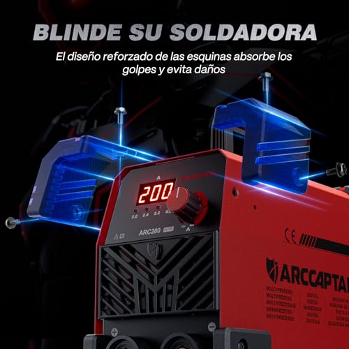 Miniatura 2 de Arccaptain Soldador Inverter De 200 A, Maquina De Soldar Tig Arc Con Control Sinérgico, Inversor Igbt, 230v Grupo De Soldar Mma Con Hot Start, Arc Force