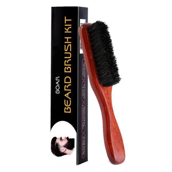 Cepillo para barba de cerdas suaves y mango largo pack de 2 unidades color marrón para viaje