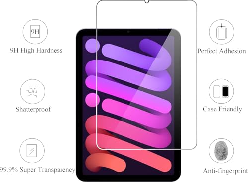 Image of VERTUS Premium Tempered Glass Screen Protector for iPad Mini 7 (2024), Mini 6 (2021) 8.3 inch
