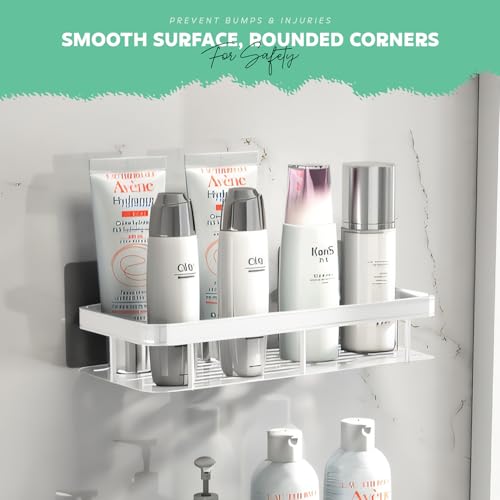 Image of amazon basics 2 Pack Self Adhesive Bathroom Shelf for Wall, Bathroom Organiser Without Drill, Rust Resistant Wall Mounted Bathroom Rack for Shampoo, Soap & Toiletries, Black