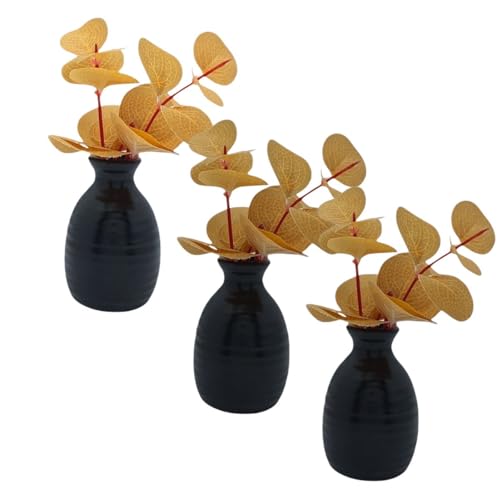 Trio Vasinhos Decorativos Eucalipto Moderno