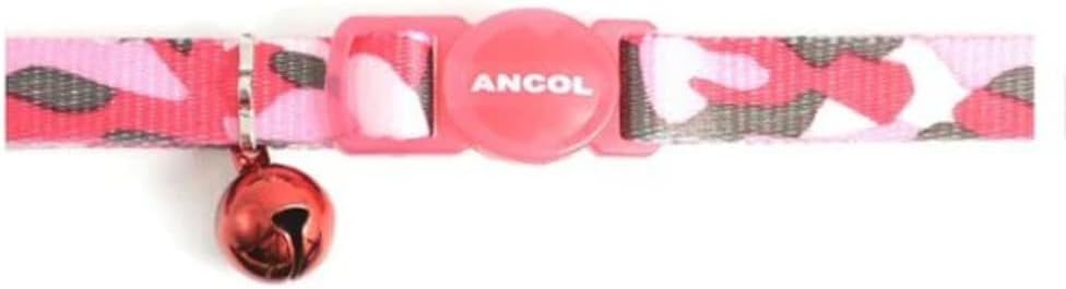 Ancol Camo Safety Cat Collar in Pink - Comfortable Pet Accessory with Break Away Buckle - Kitten Training Neckband