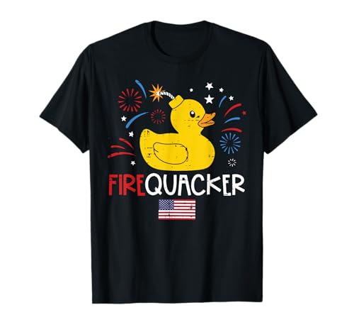 4th Of July Rubber Duck Firequacker Cute Boys Girls Kid T-Shirt