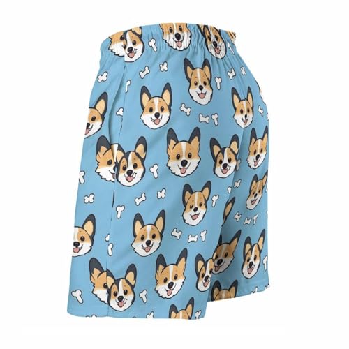 Hawaiian Shorts for Men - Comfy Puppy Corgi Cute Print Mens Swim Trunks Bathing Suits with Mesh Lining4