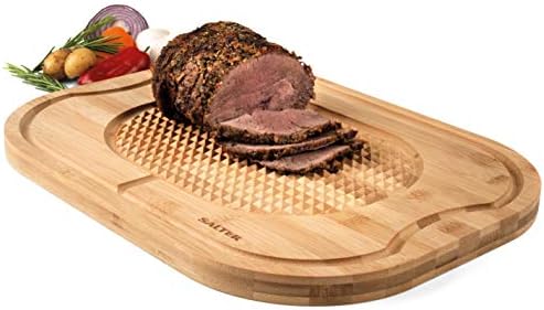 Salter BW07271 Bamboo Wooden Carving Chopping, Serving Board/Platter Roasts & Joints, Textured Surface, Built in Meat Rest, Ideal for Protecting Kitchen Worktops, 40 x 30 cm