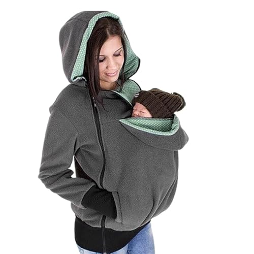 SGASY Dad Hoodie Long Modern Party Tunic Womans Long Sleeve Spring Crew Neck Looses Ladies Solid Color with Pockets Grey XXL