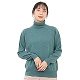 [ゴビ] カシミヤ１００％ タートル セーター カラー：グリーン サイズ：M