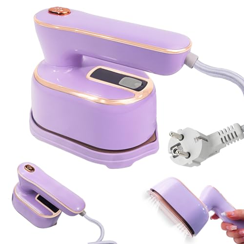 Ferro da stiro da viaggio, Mini ferro da stiro a vapore da 1000 W, serbatoio dell'acqua grande da 100 ml, piastra in ceramica, ferro da stiro a vapore portatile pieghevole per casa e viaggio (Viola)