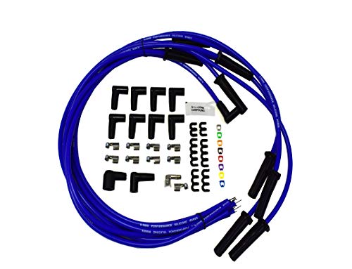 A-Team Performance Silicone High Performance Spark Plug Wire Set Universal Fit V8 V6 Plus Coil Wire Compatible with Buick Cadillac Chevy GMC Ford Mopar Oldsmobile Pontiac 9.5mm (Blue)