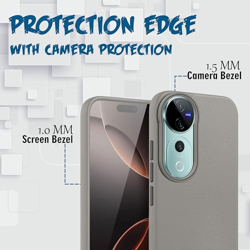 Image of V-TAN Leather Textured | TPU Back Cover Case Compatible with Vivo V40 Pro 5G (Gray)