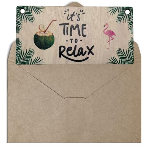 IT'S TIME TO RELAX, Hängeschild, hängende Dekoration an der Tür, Wanddekoration, Geschenk, Holzschild, natürliche Dekoration