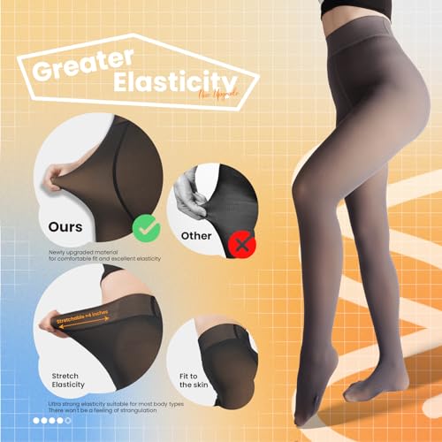 Image of Caprilite Women Fleece Lined Tights-Fake Translucent Leggings High Waist Pantyhose Sheer Thick Warm Tights For Women