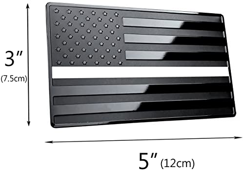 Image of US Black Flag Auto Car Fender Emblem for Cars Trucks Laptop Walls (5 inchx3 inch, White Line)
