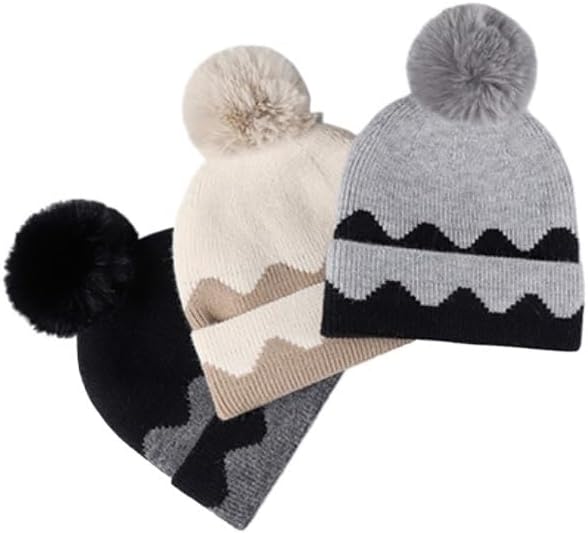 Versatile Warm Fleece Thickened Color Blocked Woolen Cap for Outdoor Use
