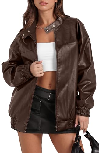 Sampeel Leather Jacket Women Faux Oversized Motorcycle Bomber Coats 2025