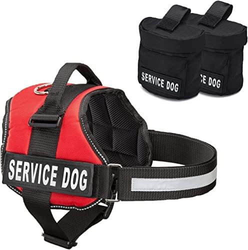 Service Dog Vest with Hook and Loop Straps and Detachable Backpacks - Harnesses in 7 Sizes from XXS to XXL - Service Dog Harness Features Reflective Patch and Comfortable Mesh Design (Red, Small)