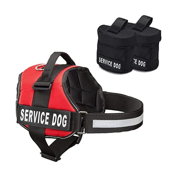 Service Dog Vest Harness with 2 Removable Saddle Bags, Dog Backpack with Reflective Service Dog Velcro Patches, by Industrial Puppy Service Dog Vest Harness with 2 Removable Saddle Bags, Dog Backpack with Reflective Service Dog Velcro Patches, by Industrial Puppy