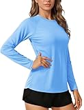 TACVASEN Damen UV Schutzkleidung Langarm Rashguard Shirt Atmungsaktiv UV-Schutz Funktionsshirt Sun Protection Top (M, Blau)