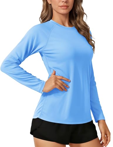 TACVASEN Damen UV Schutzkleidung Langarm Rashguard Shirt Atmungsaktiv UV-Schutz Funktionsshirt
