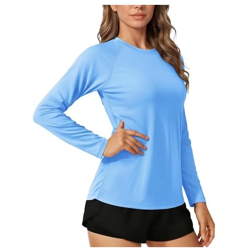 TACVASEN Damen UV Schutzkleidung Langarm Rashguard Shirt Atmungsaktiv UV-Schutz Funktionsshirt Sun Protection Top (M, Blau)