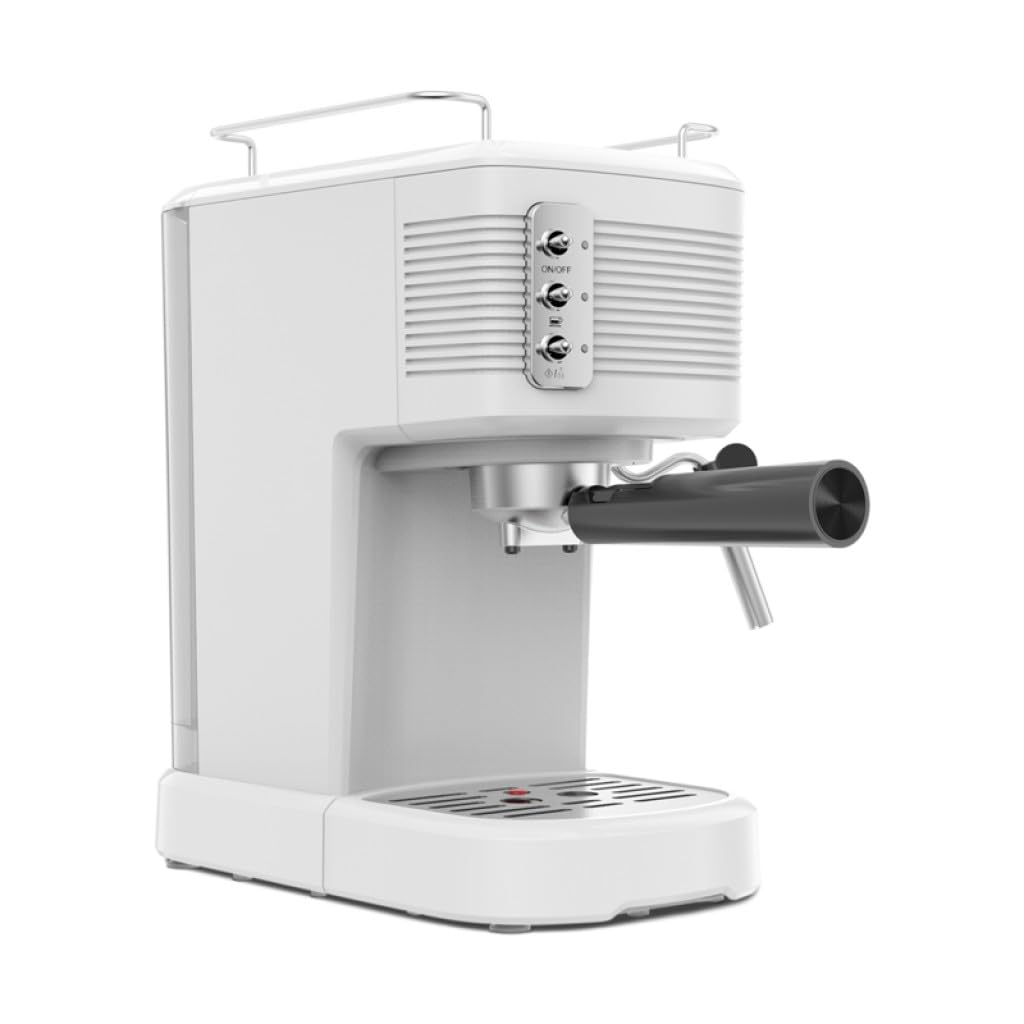 Schneider SCES2312WH Cafetera Espresso, 15 Bares, 1100W, Diseño Retro, 1,2L, Color Blanco